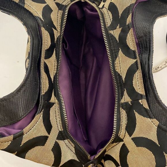 Coach Women's Black Cream Madison OP Art Signature Maggie Shoulder Bag - Picture 9 of 15